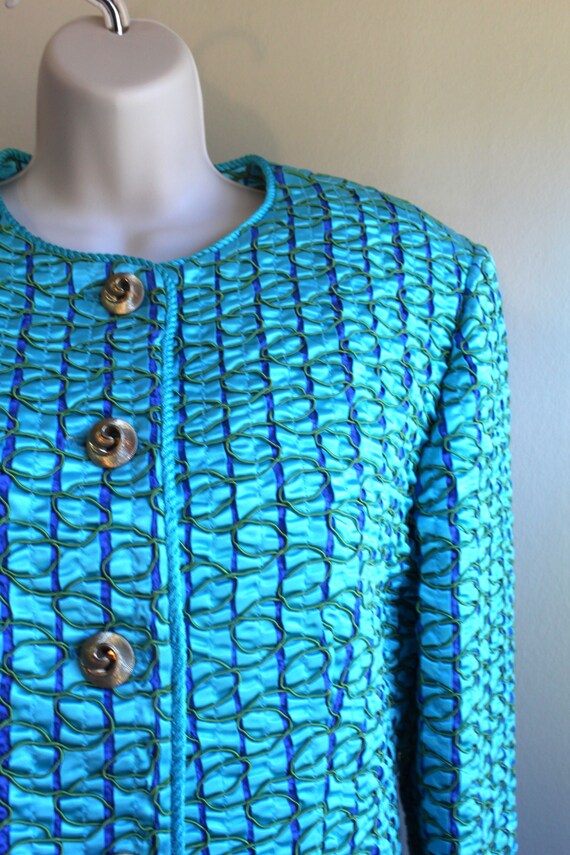 Womens Size M 8 Gay Boyer Blue Green Aqua Textura… - image 5