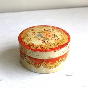 European Style Made in Japan Hand Painted Floral Wood Jar Trinket Treasure Box