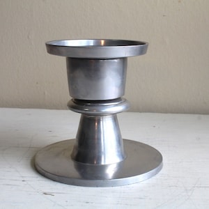 Gottschalks Made in India Polished Aluminum Silver Candleholder for Taper or Pillar