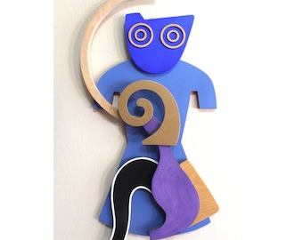 Vintage 90s Sylvain Bigras Wall Art: Memphis Style Post Modern Assemblage