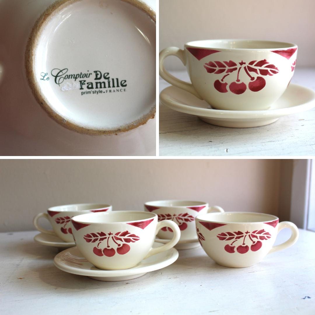 Vintage Le Comptoir De Famille Tea Cup and Saucer Set: French