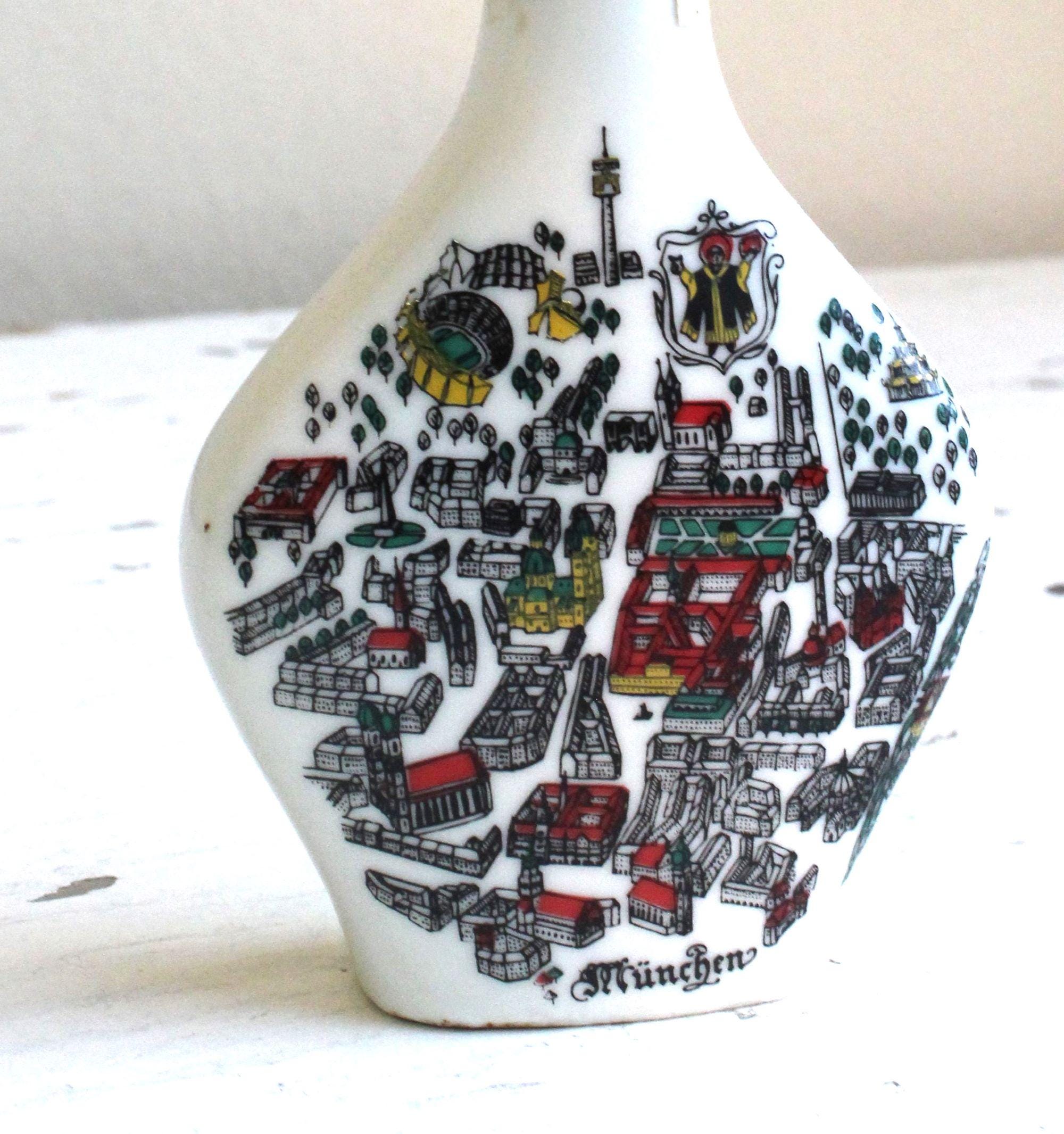 Vintage Escorial Green Ceramic Bottle Munich Munchen Bavarian Herb