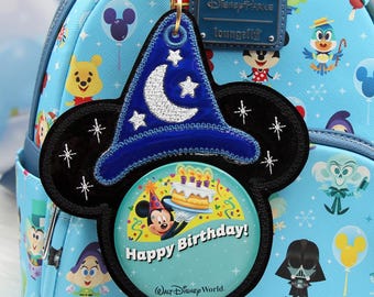Sorcerer Hat Mouse Celebration Button Holder Keychain | Birthday Button Holder | Park Celebration Button Holder | Theme Park Bag Charm