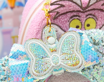 Zilveren confetti holografische strikoorhouder | Glitter kunstleer Disney oor- en hoedhouder | Voor zonnebril, popcornemmer, resortmok