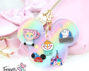 Pastel Rainbow With Stars Pin Trading Keychain – Pin Lanyard - Mouse Pin Holder - Enamel Pin Display Board Keychain - Pin Trader Gift