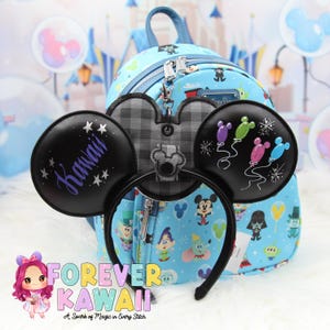 Black & Gray Checkered Puffy Mouse Ears Holder – Mouse Ears Clip, Mouse Ears Holder,  Secure Your Park Ears, Hat, Sunglasses, Gift For Him