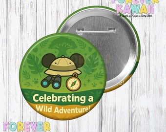 Wild Adventure Safari Celebration Button – Animal Kingdom Inspired Park Badge, Explorer Disneybound Accessory, Disney Trip Celebration Gift