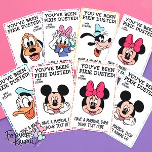 Paquete de pegatinas Pixie Dust, pegatinas personalizadas inspiradas en Disney, tarjetas "Te han robado con polvo de hadas", regalos para viajes al parque, pegatinas para vacaciones familiares.