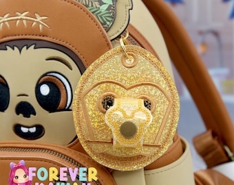 C3PO Mauseohren Halter Schlüsselanhänger - Galaxie Huthalter | Brillenhalter | Star Wars Ohrhalter | Maus Ohren Stirnband Halter