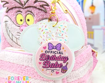 Mouse Birthday Celebration Button Holder Keychain | Sprinkle Bow Mouse Button Frame | Park Celebration Button Holder | Birthday Princess