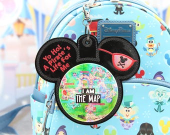 Pirate Celebration Button Holder Keychain, Yo Ho Pirate Life For Me, 3 Inch Celebration Button Holder, Park Bag Charm, Fits 3” Buttons