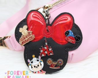 Meisje muis pin trading sleutelhanger, sleutelhanger 5 pins houder, emaille pin display voor rugzak, prikbord reizen, pin verzamelaar park accessoire