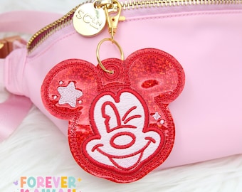 Winking Star Mouse Bag Charm – Valentijnsdag tashanger - roze en rode sleutelhanger - Mouse Park-sleutelhanger