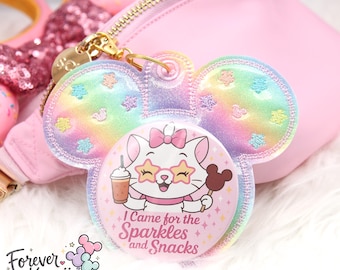 Porte-clés bouton Célébration arc-en-ciel pastel, porte-clés souris, porte-badge brodé - breloque de sac - accessoire de parc à thème