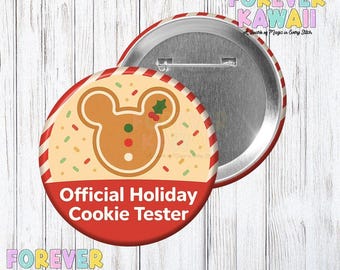 Official Holiday Cookie Tester Celebration Button -  Mouse Holiday Party Button - Very Merry Christmas Party - Christmas Cookie Button