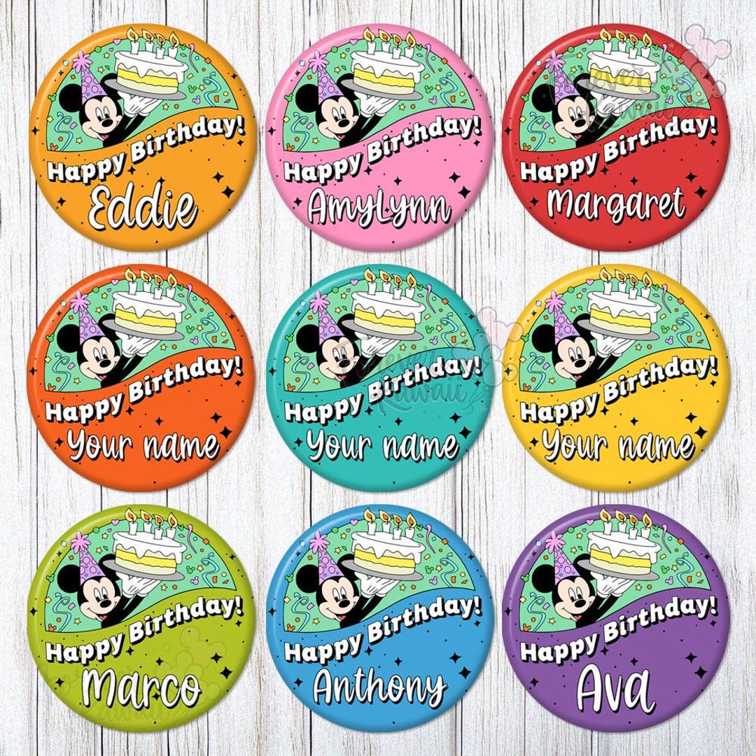 Personalized Birthday Celebration Button, Custom Name Birthday, Kids ...