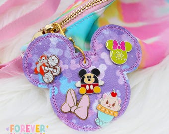 Mouse Bokeh Pin Trading Keychain – Pastel Disney Bag Charm, Park Pin Display, Kawaii Mouse Pin Holder, Handmade Disney Accessory