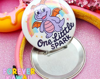 One Little Spark Button – Dragon Inspired 3" Pin – Cute Rainbow Park Button – EPCOT Disneybound Badge – Purple Dragon Gift - Disney Button