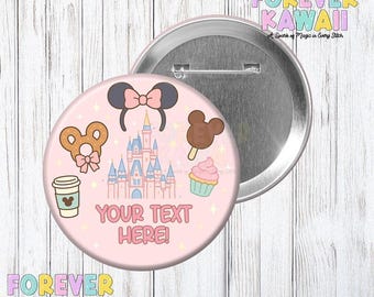 Personalized Disney Celebration Button – Custom Name Disney Park Trip Keepsake, First Visit, Birthday, Magical Vacation Souvenir Gift