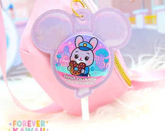 Mouse Balloon Celebration Button Holder | Purple Sparkle Button Frame | Park Celebration Button Holder | Birthday Button Keychain