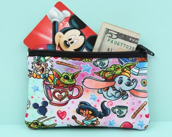 Porta-moedas de alienígena bebê, carteira pequena com zíper para cartões e dinheiro, acessório para um dia no parque, presente inspirado em Grogu, porta-moedas acolchoado, bolsa fofa de alienígena