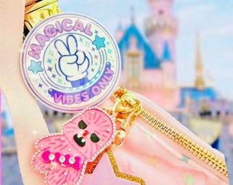 Magical Vibes Only Button | Pastel Peace Sign Pinback | Cute Park Outfit Accessory | Kawaii Bag Pin | Vacation Celebration Button