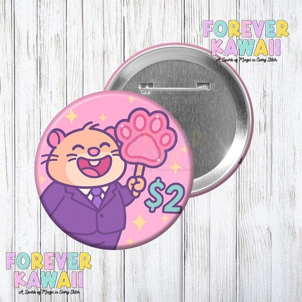 Pfoten Popsicle Feier Button - Kawaii Hamster Button, Park Day Button, Tier Themenpark Button, Park Snack Button