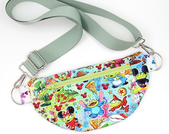 Baby Alien Crossbody Bag, Adjustable Webbing Strap, Hipster Disney Bag, Handmade Shoulder Bag, Fully Lined & Padded, Theme Park Bag