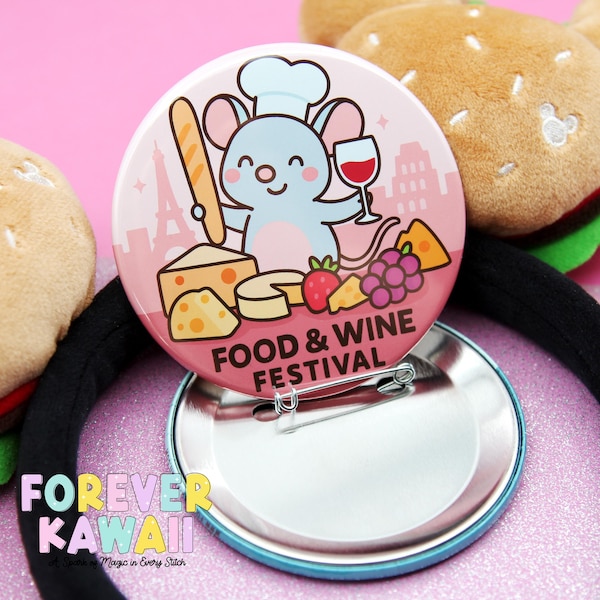 Food and Wine Festival Button – Von Remy Inspirierte Chefmaus Anstecknadel – Kawaii EPCOT Käse- und Wein-Abzeichen – Park Day Accessoire - Disney Button