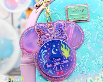 Portabotones holográfico morado – Llavero con lazo brillante para botones de celebración de 7,6 cm – Accesorio Magical Park