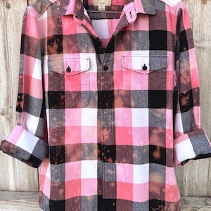 Bleached Plaid Flannel Shacket: Upcycled Boho Shirt - Men&#39;s Small