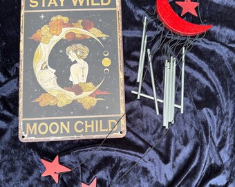 Moon & Star Wind Chime with Sign - Décor for Spiritual Balance and Positive Energy
