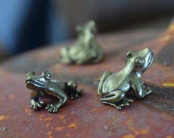Solid Bronze Frog Figurine – Altar Ornament for Transformation, Prosperity, Cleansing, Abundance & Protection