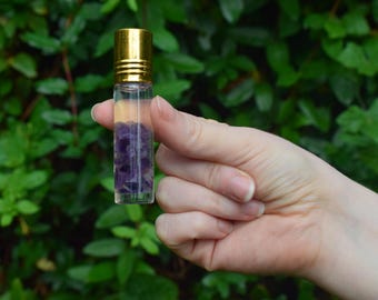 Amethyst Crystal Infused Anointing Oil, Protection Calm Spiritual Perfume
