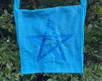 Light Blue Pentagram Shoulder Bag with Matching Key Ring