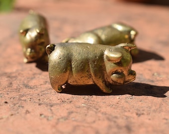 Solid Bronze Pig Figurine – Altar Ornament for Prosperity, Abundance, Grounding & Fertility