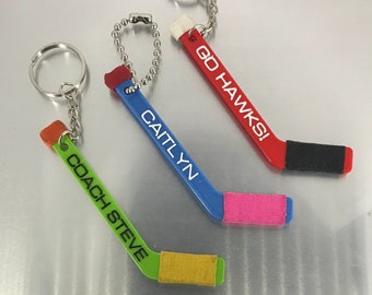 Personalized Tiny Hockey Stick Keychain, Keepsake or Gift