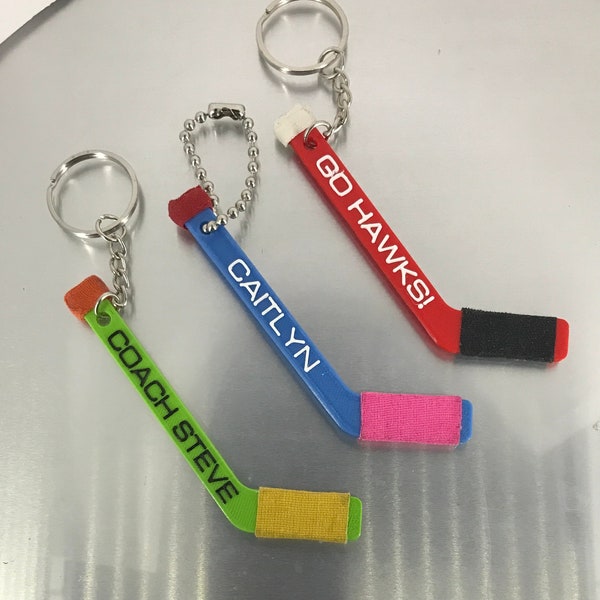 Personalized Tiny Hockey Stick Keychain, Keepsake or Gift