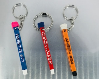Personalized Ringette Stick Keychain, Team Gift, Bag Charm