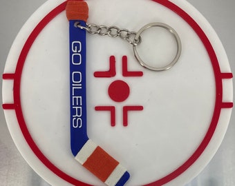Personalized Oilers Hockey Stick Keychain: Edmonton Fan Gift