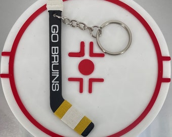 Personalized Bruins Hockey Stick Keychain: Boston Sports Fan Gift