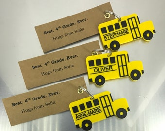 Personalized School Bus Bag Tag: Classmate Gift Pack