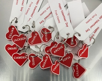 Personalized Valentine's Day Heart Bag Tag: Class Favors, Student Gift