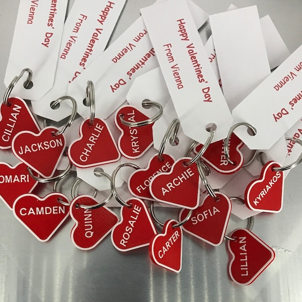 Personalized Valentine's Day Heart Bag Tag: Class Favors, Student Gift