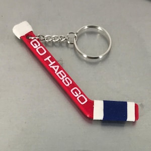 Personalized Montreal Canadiens Hockey Stick Keychain: Double-Sided Name Tag image 1