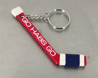 Personalized Montreal Canadiens Hockey Stick Keychain: Double-Sided Name Tag