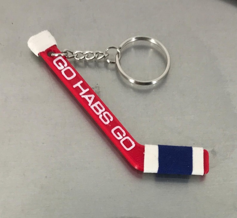 Personalized Montreal Canadiens Hockey Stick Keychain: Double-Sided Name Tag image 1