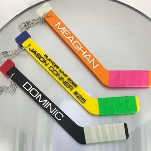 Personalized Mini Hockey Stick Bag Tag: MVP Gift, Keepsake