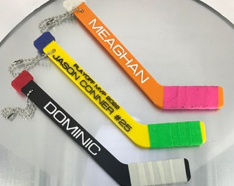 Personalized Mini Hockey Stick Bag Tag: MVP Gift, Keepsake