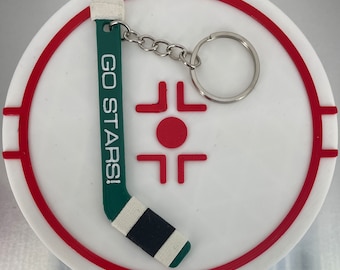 Personalized Dallas Stars Hockey Stick Keychain: Double-Sided Name Tag